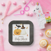 Little Boo Halloween Pollka Dot Baby shower Papieren Bordje (Feest)