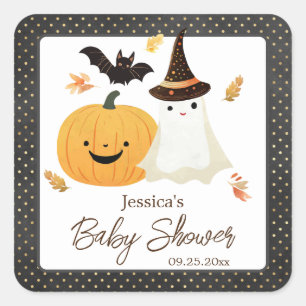 Little Boo Halloween Pollka Dot Baby shower Vierkante Sticker