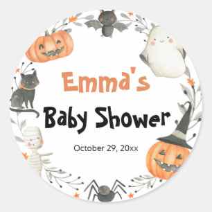 Little Boo Halloween Pompoen Baby Shower Stickers
