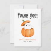 Little Boo Halloween Pumpkin Baby shower Bedankkaart (Voorkant)