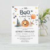 Little Boo Halloween Pumpkin Baby shower Invitatio Kaart (Staand voorkant)