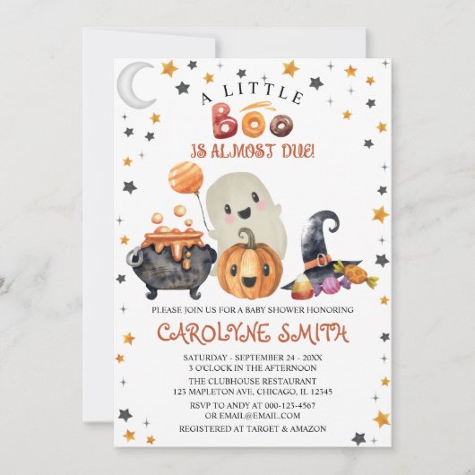 Little Boo Halloween Pumpkin Baby shower Kaart (Voorkant)