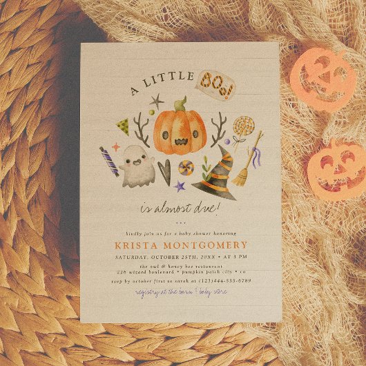 Little Boo Halloween Pumpkin Baby shower Kaart