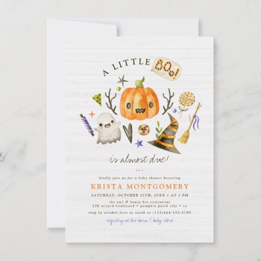 Little Boo Halloween Pumpkin Baby shower Kaart (Voorkant)