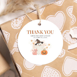 Little Boo Halloween Pumpkin Baby shower Rond Bedankjes Labels