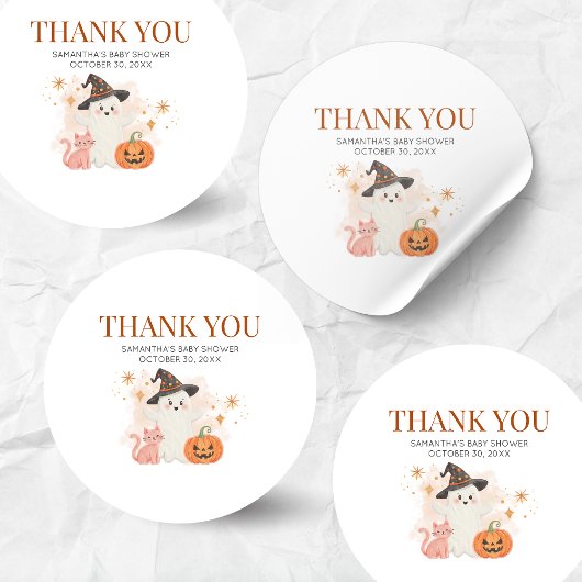 Little Boo Halloween Pumpkin Baby shower Ronde Sticker