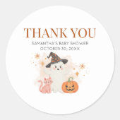 Little Boo Halloween Pumpkin Baby shower Ronde Sticker (Voorkant)