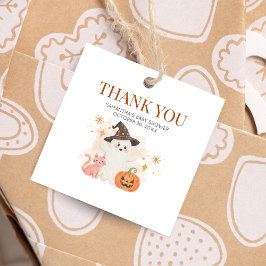 Little Boo Halloween Pumpkin Baby shower Square Bedankjes Labels