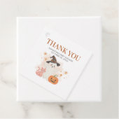 Little Boo Halloween Pumpkin Baby shower Square Bedankjes Labels (In situ)