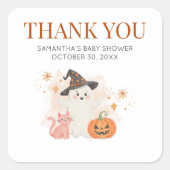 Little Boo Halloween Pumpkin Baby shower Vierkante Sticker (Voorkant)