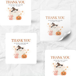 Little Boo Halloween Pumpkin Baby shower Vierkante Sticker