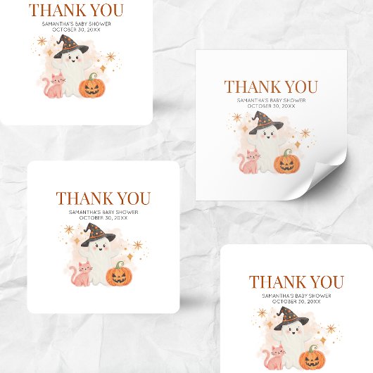 Little Boo Halloween Pumpkin Baby shower Vierkante Sticker