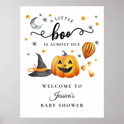 Little Boo Halloween Pumpkin Baby shower Welkom Poster (Voorkant)