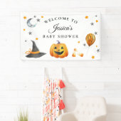 Little Boo Halloween Pumpkin Baby shower Welkom Spandoek (Insitu)