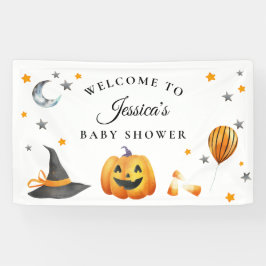 Little Boo Halloween Pumpkin Baby shower Welkom Spandoek