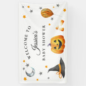 Little Boo Halloween Pumpkin Baby shower Welkom Spandoek (Verticaal)