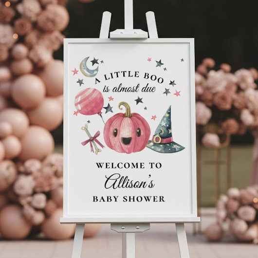 Little Boo Halloween roze Baby shower Welcome Sign Poster