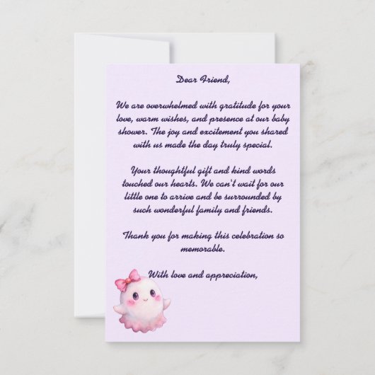 Little boo Halloween roze schattig spook baby show Bedankkaart (Achterkant)