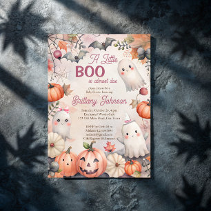 Little boo Halloween roze schattig spook baby show Kaart