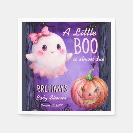 Little boo Halloween roze schattig spook baby show Servet (Voorkant)