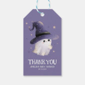 Little Boo Halloween spook paarse baby shower Cadeaulabel (Achterkant)