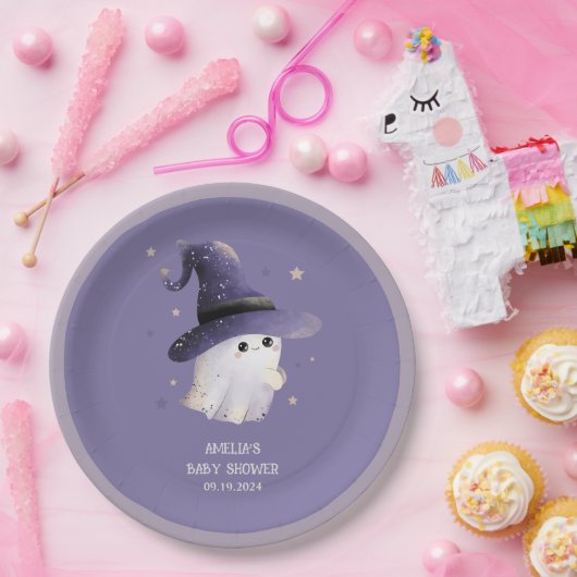 Little Boo Halloween spook paarse baby shower Papieren Bordje (Feest)