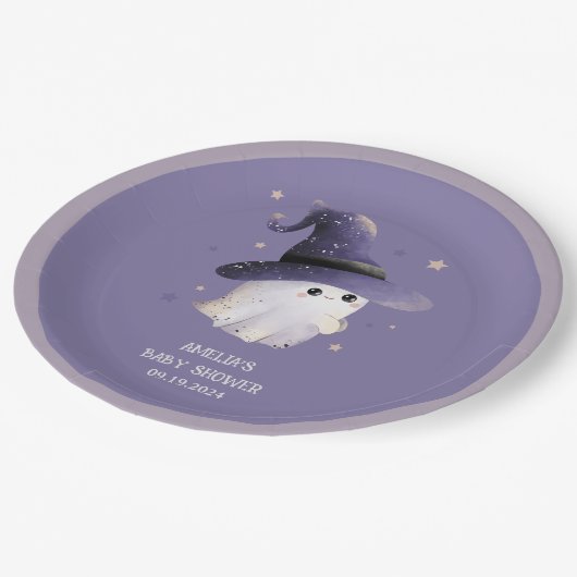 Little Boo Halloween spook paarse baby shower Papieren Bordje (Gekanteld)