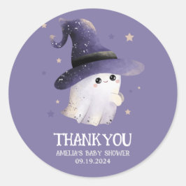 Little Boo Halloween spook paarse baby shower Ronde Sticker