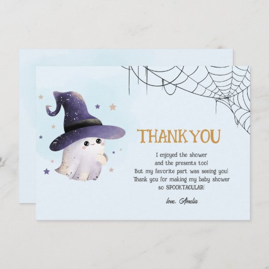 Little Boo Halloween spookjongen baby shower Bedankkaart (Voorkant / Achterkant)