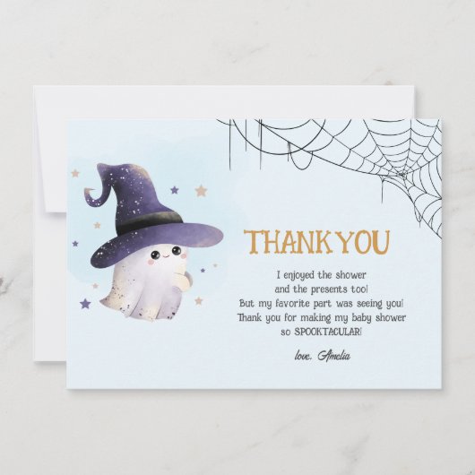 Little Boo Halloween spookjongen baby shower Bedankkaart (Voorkant)