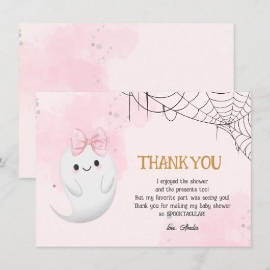 Little Boo Halloween spookmeisje baby shower Bedankkaart (Voorkant / Achterkant)