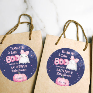 Little boo Halloween spookmeisje baby shower gunst Ronde Sticker