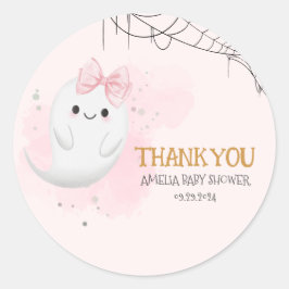 Little Boo Halloween spookmeisje baby shower Ronde Sticker