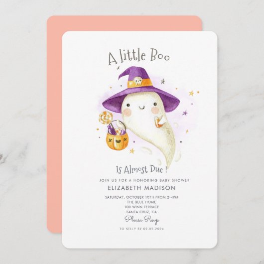 Little Boo Halloween Thema Herfst Baby shower Kaart (Voorkant / Achterkant)