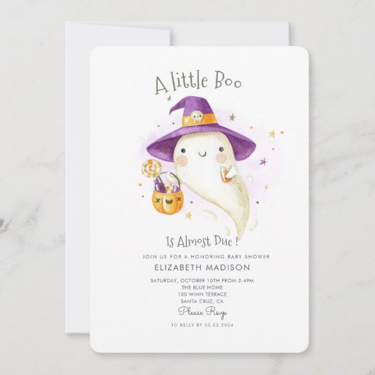 Little Boo Halloween Thema Herfst Baby shower Kaart (Voorkant)