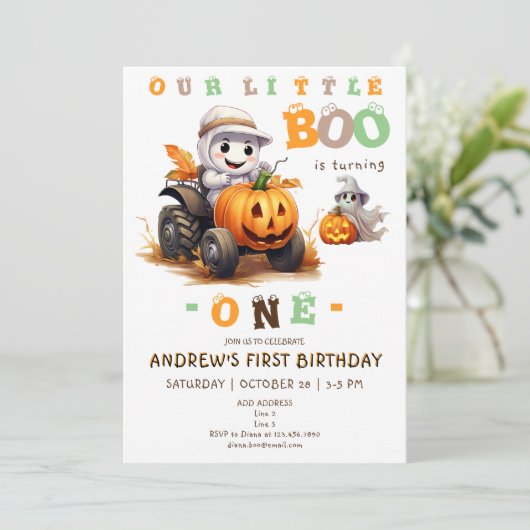 Little Boo Halloween Tractor Alle Leeftijd 1e Verj Kaart (Staand voorkant)