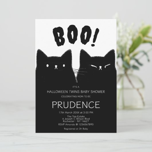 Little Boo Halloween Twins Baby shower Kaart (Staand voorkant)