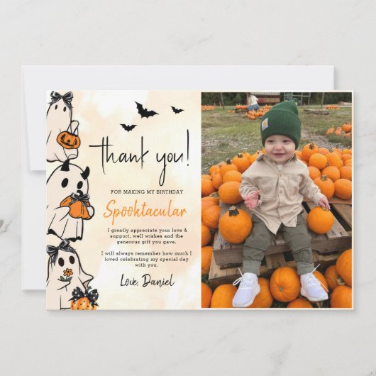 Little Boo Halloween verjaardag Bedankkaart (Voorkant)