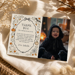 Little Boo Halloween Verjaardag Foto Bedankkaart