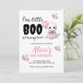 Little Boo Halloween Verjaardag Meisje Uitnodiging (Staand voorkant)