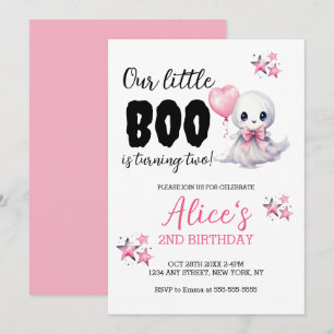 Little Boo Halloween Verjaardag Meisje Uitnodiging
