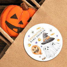 Little Boo Halloween Waterverf Baby shower Ronde Sticker