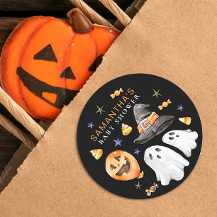 Little Boo Halloween Waterverf Baby shower Ronde Sticker