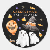 Little Boo Halloween Waterverf Baby shower Ronde Sticker (Voorkant)