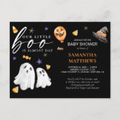Little Boo Halloween Waterverf Baby shower zwart Briefkaart (Voorkant)