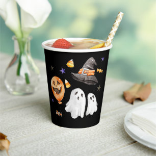 Little Boo Halloween Waterverf Zwart Papieren Bekers