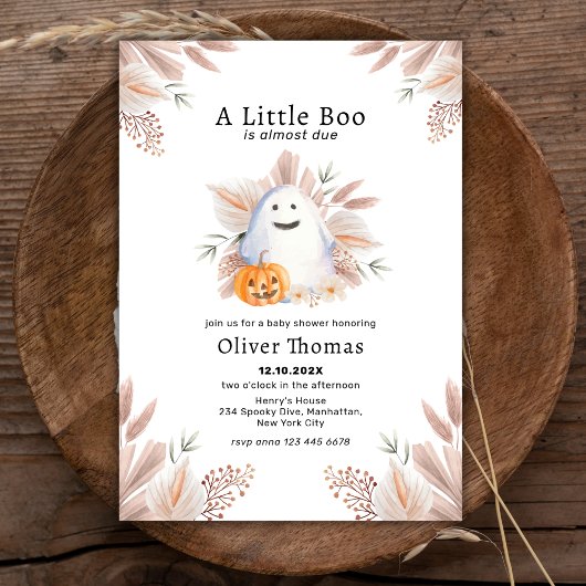 Little Boo Herfst Boho Ghost Halloween Baby shower Kaart