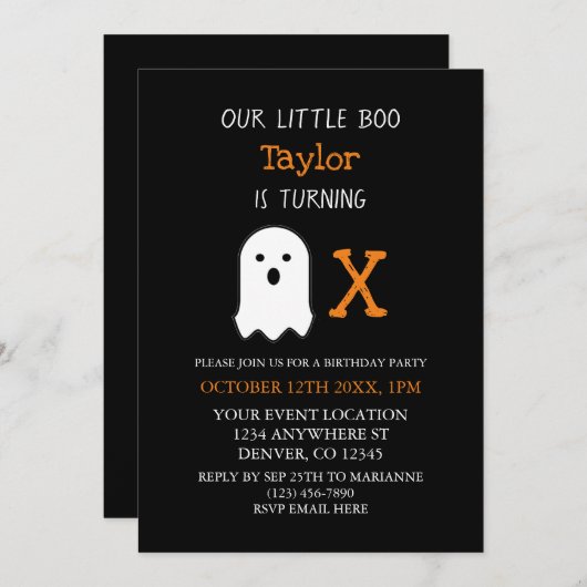 Little Boo Herfst Halloween Birthday Kaart (Voorkant / Achterkant)