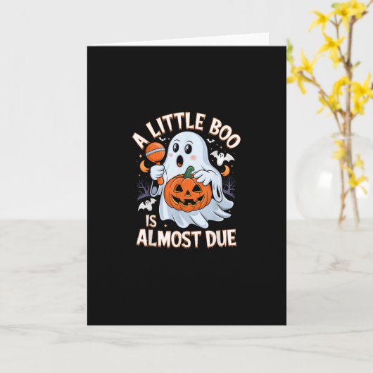 Little Boo Is Almost Due Cute Halloween Pregnancy  Kaart (Gele Bloem)