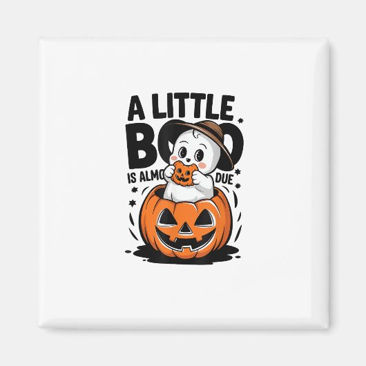 Little Boo Is Almost Due Cute Halloween Pregnancy  Magneet (Voorkant)